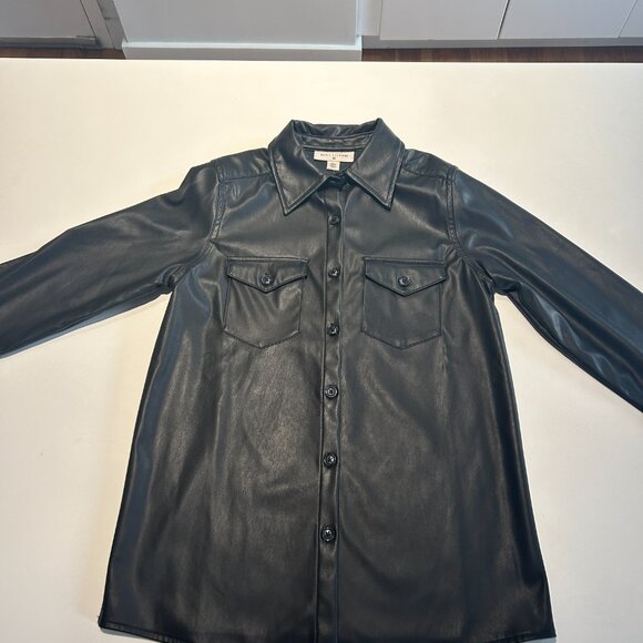Vegan Leather Button Up Shirt NWT - Picture 3 of 3
